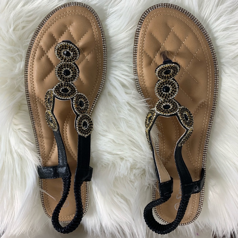 Gold and Black Disc Jockey Sandals